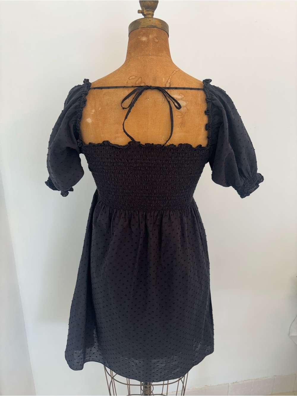 Hill House Home The Nap Dress Black Swiss Dot Smocked Babydoll Cottagecore XS - Picture 3 of 6